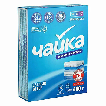 Порошок стиральный 400гр ручная стирка Свежий ветер Чайка