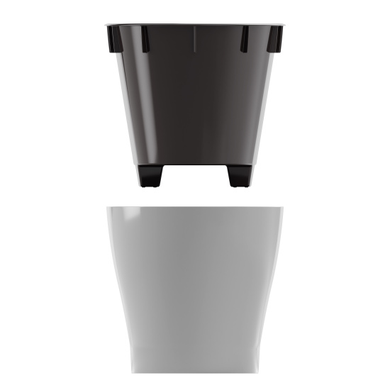 Горшок цветочный "Лея" 4л овальный двойной (с автополивом) (серый) М8591