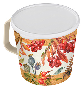 Контейнер-кружка 750мл с декором (бежевый) 222141827/09