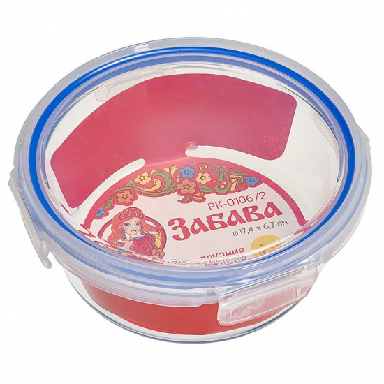 Форма круглая с герм.крышкой из жаропроч.стекла 1,0л "Забава" 17,4*6,7см РК-0106/2
