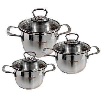 Набор нерж.сталь София 6пр. (1,4/2,1/3,2л) стекл.крышка 9901-901-0