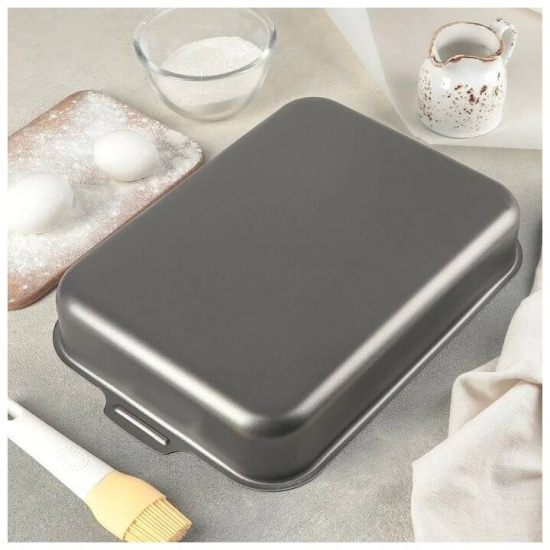 61633017 Противень 230*300мм 2 цельн.руч. б/кр. а/п "Лён"