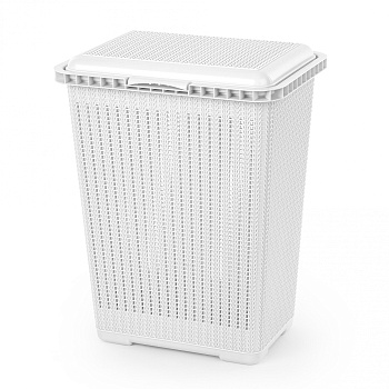 Корзина д/белья "Вязаное плетение" 25л (белый)  М6888