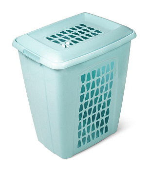 Корзина для белья "Молетта" прямоугольная 60л с крышкой бирюзовая С702БИР