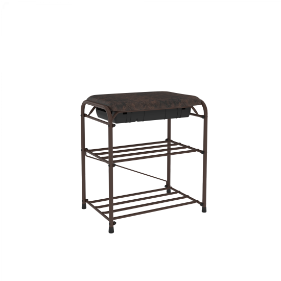 Подставка для обуви "Альфа 13" с сиденьем и ящиком (Коричневый)(3-х полочная,45см)