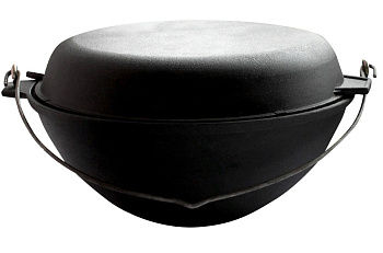 Котел 5л литой чугунный с дужкой, с чугунной крышкой-сковородой к53д..