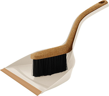Щетка-сметка с совком Spin&Clean Wood, с ручками 21 см, с кромкой, сливочный/бук SC551710000