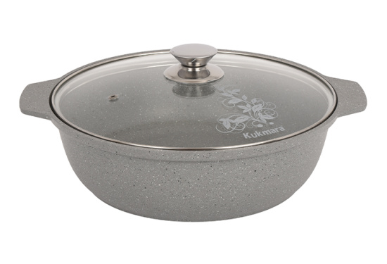 Кастрюля-жаровня 3,0л со стекл. крышкой АП (светлый мрамор) жмс32а