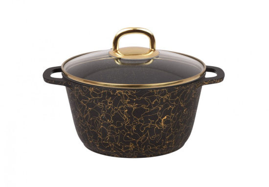 Кастрюля 3,5л со стеклянной крышкой, АП линия "Грация" (черный/золото) кчз35а Кастрюля 3,5л со стеклянной крышкой, АП линия "Грация" (черный/золото) кчз35а