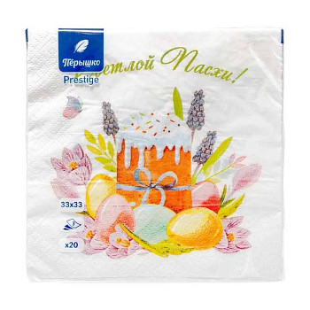 Салфетки Перышко Prestige 33*33 "Ассорти Пасха" 3сл 20л 7394
