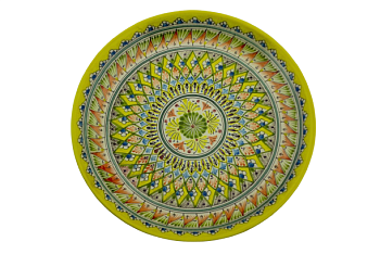 Ляган 38см, плоский Риштанская керамика салатовый