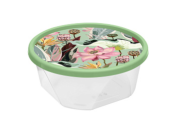 Контейнер для продуктов круглый 0,4л с декором (зеленый) 222132718/08