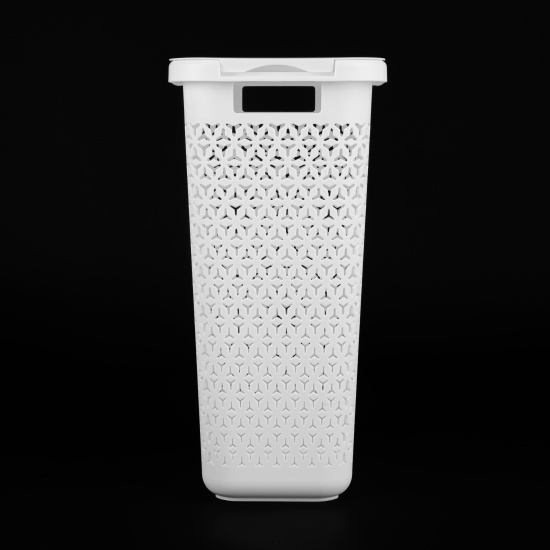 Корзина д/белья "Элемент" 30л узкая (белый) М9083