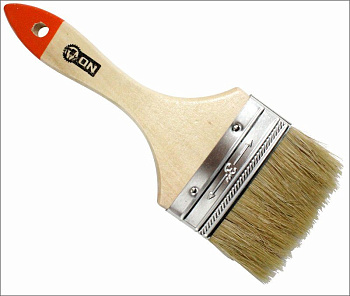 Кисть малярная плоская "Любитель" нат. щетина 3" (75мм) дер.ручка ON 02-01-030