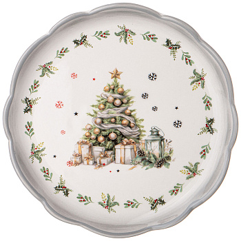 ТАРЕЛКА ЗАКУСОЧНАЯ AGNESS "С НОВЫМ ГОДОМ!" 20,3*2 СМ (КОР=16ШТ.) (358-2265)