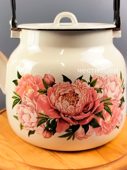 Чайник для плиты 3,5л С-2713/4ЖмРч  "Букет пионов"
