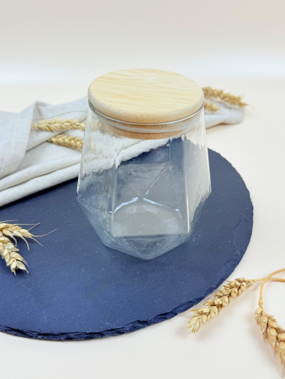 Банка для хранения с бамбуковой крышкой 550мл OLS-339-27