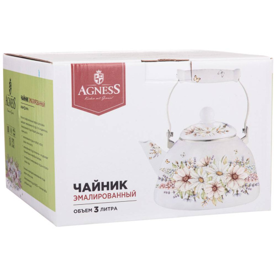 ЧАЙНИК AGNESS  ЭМАЛИРОВАННЫЙ, СЕРИЯ "ДВОРЦОВЫЙ ПАРК"3 Л (934-432)