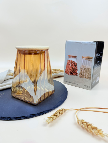 Банка для хранения с бамбуковой крышкой 750мл OLS-339-34 Банка для хранения с бамбуковой крышкой 750мл OLS-339-34