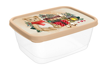 Контейнер для продуктов прямоугольный 0,85л с декором "Игрушки" (бежевый) 223137527/10 