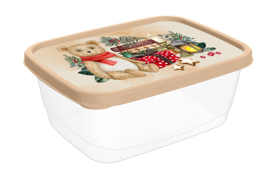 Контейнер для продуктов прямоугольный 0,85л с декором "Игрушки" (бежевый) 223137527/10 