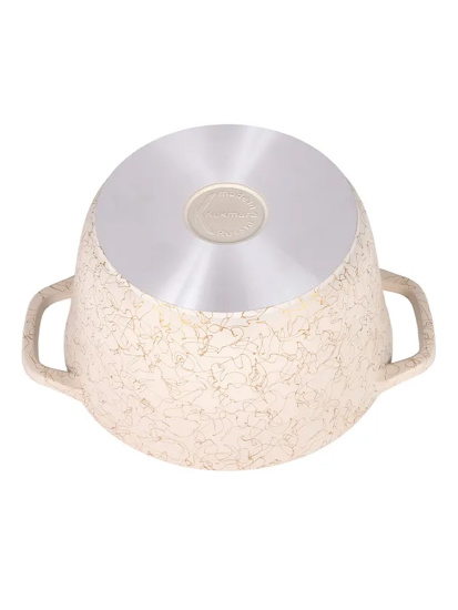 Кастрюля 4,5л со стеклянной крышкой, АП линия "Грация" (белый/золото) кбз45а