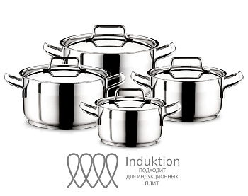 Набор нерж.сталь София 8пр. (1,4/1,8/3,2/4,5л) стекл.крышка 9901-903-0