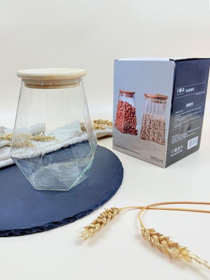 Банка для хранения с бамбуковой крышкой 950мл OLS-339-29 Банка для хранения с бамбуковой крышкой 950мл OLS-339-29