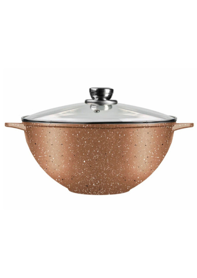 Казан для плова с а/п с стеклянной крышкой, 4 л Серия "Мрамор Алтай" ТМ "ГАРДАРИКА" 2004-07-10