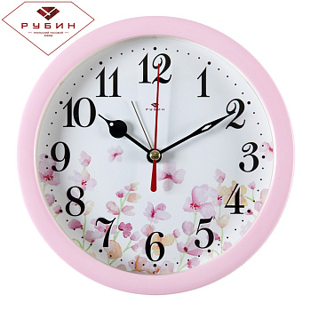 В4-010    Будильник кварц d=15см корпус розовый "Легкого пробуждения" "Рубин" 