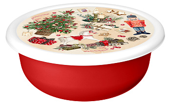 Миска "Modena" 3,2л с крышкой с декором "Игрушки" (красный) 223138406/03