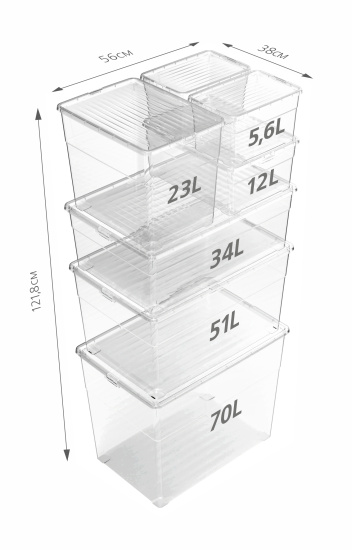 Ящик с крышкой универсальный 380x276x154мм "Лайф" 12л С527
