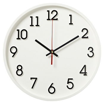2831-003 Часы настенные круг d=28см, открытая стрелка, корпус белый, "Классика", Рубин