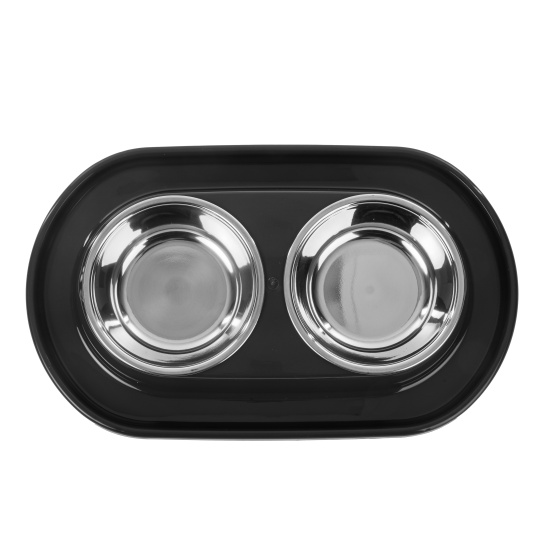 Миска для животных 0,3л двойная (с металлической чашей) ALTA (графитовый) М9161