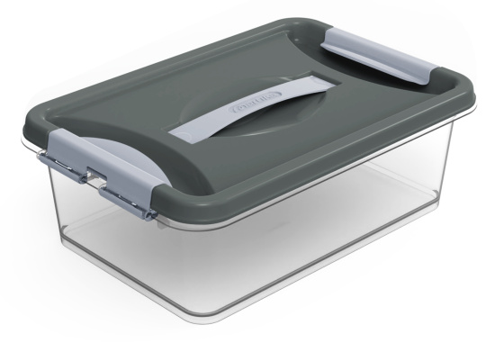 Контейнер с защелками и ручкой 6л "Клик" темно-серый С272ТСЕР