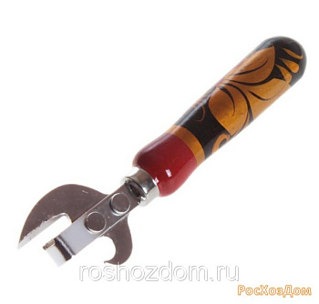 Открывалка с дерев.ручкой с хохлом.росписью с заклепками 1257