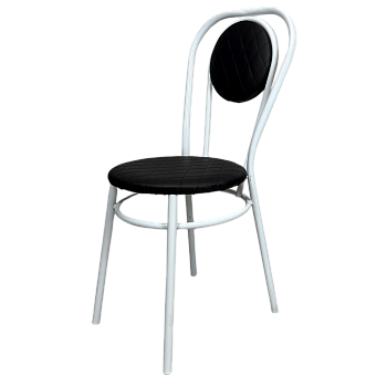 Стул №5 (метал.) к\з стег. Черный н.белые