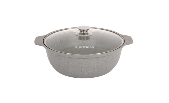 Кастрюля-жаровня 3,0л со стекл. крышкой АП (светлый мрамор) жмс32а