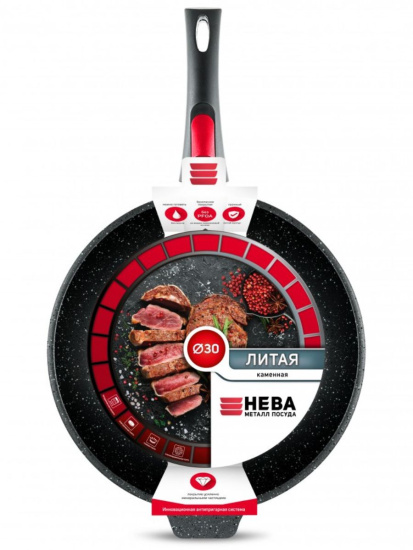 Сковорода 30 "Каменная" Чёрный гранит с/р 18030 Сковорода 30 "Каменная" Чёрный гранит с/р 18030