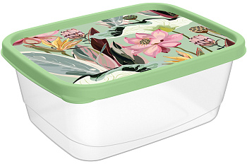 Контейнер для продуктов прямоугольный 1,5л с декором (зеленый) 222132218/08