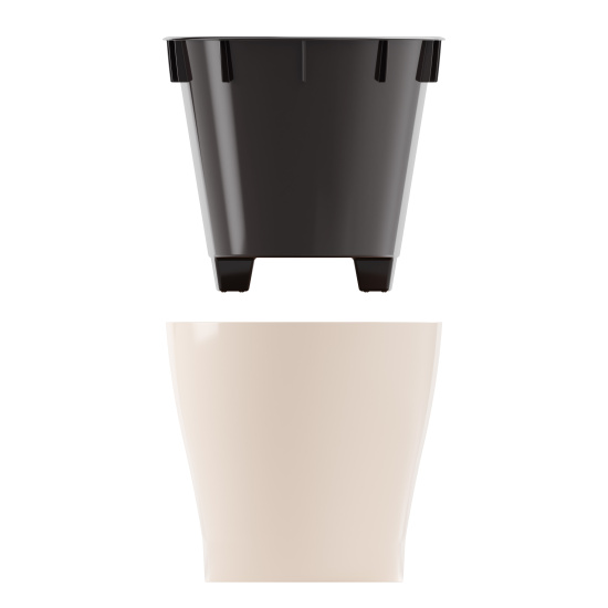 Горшок цветочный "Лея" 4л овальный двойной (с автополивом) (бежевый) М8590