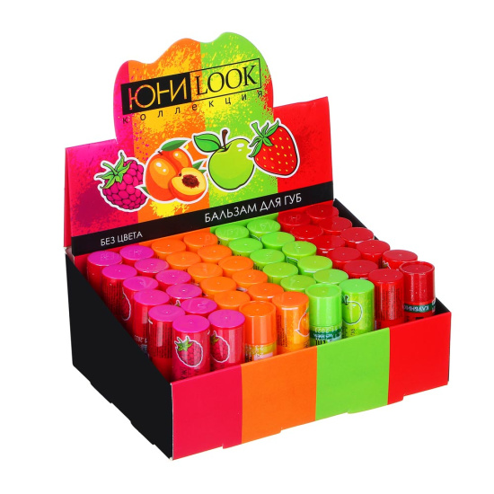 ЮНИLOOK Бальзам для губ, 3,5г, яблоко, персик, малина, клубника 330-402