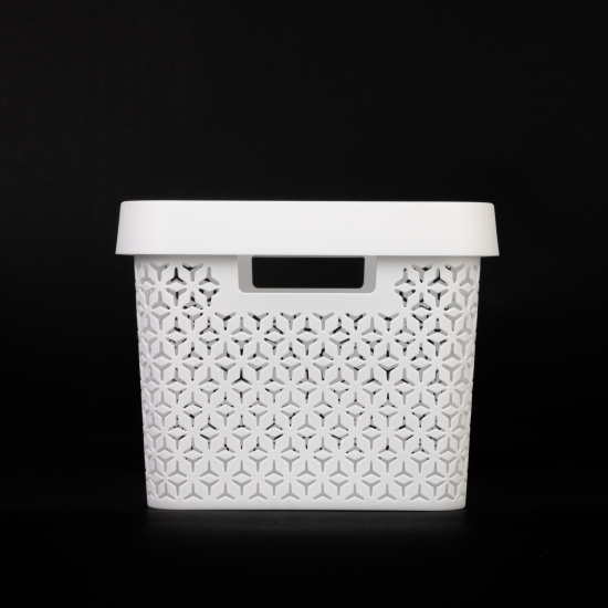 Корзина "Элемент" 17л (с крышкой)(белый) М9019