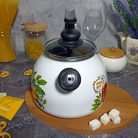 Чайник для плиты 3,0л сф. со свистком 4с209я Вкусный компот белосн. Чайник для плиты 3,0л сф. со свистком 4с209я Вкусный компот белосн.