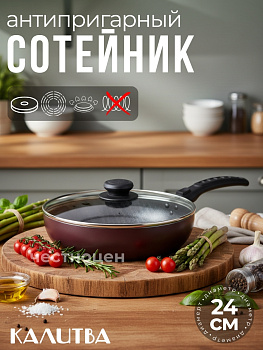 60692434 Сотейник 240мм, 1 ручка, стекл.крышка "Кружево"