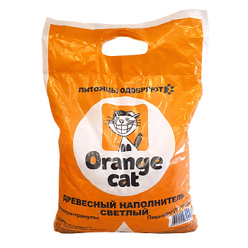 Наполнитель для кошек 9л светлый древесный Orange Cat Наполнитель для кошек 9л светлый древесный Orange Cat