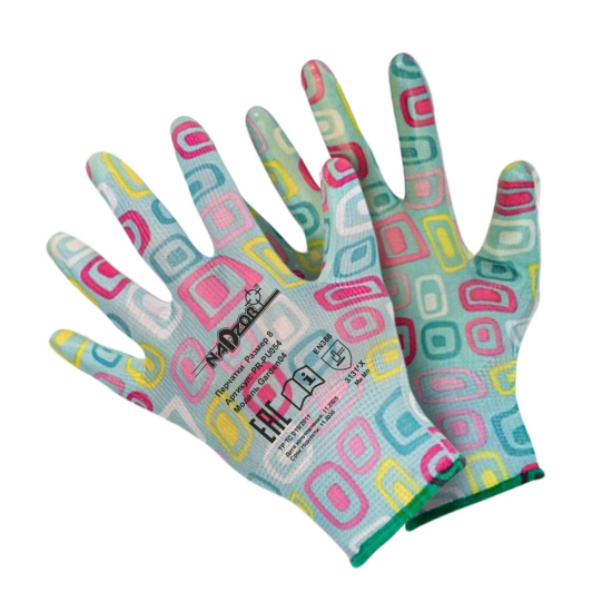 PR-PU054 Перчатки садовые «ФЛОРИСТ», полиэстер, полиуретановое покрытие, разноцв, микс цветов №1
