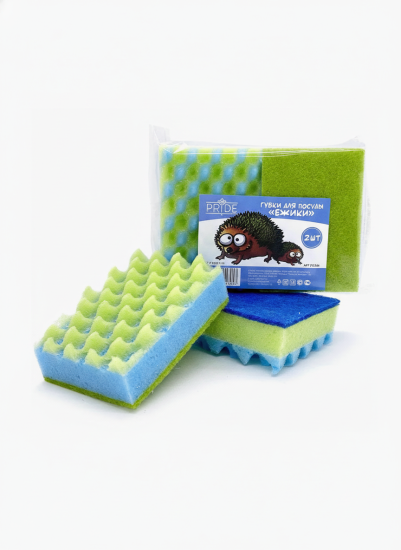 Губка для посуды 2шт "Ежики" гх054 (уп.30шт)