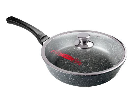 Сковорода 260/70мм с пластиковой ручкой с крышкой с2652аг