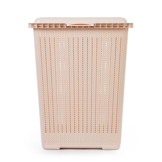 Корзина д/белья "Вязаное плетение" 25л (бежевый) М6904